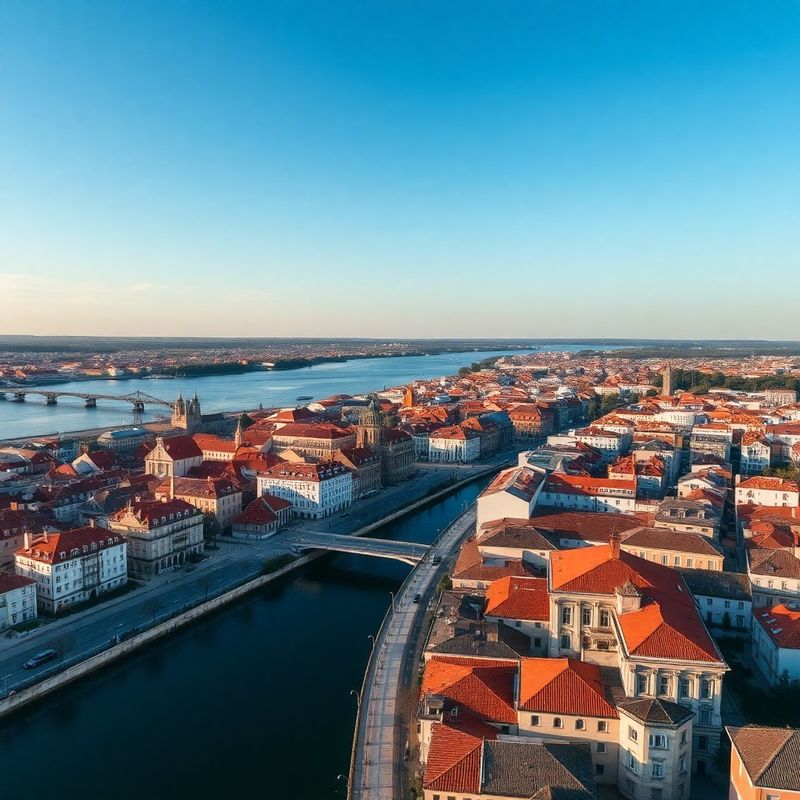 Zračni pogled na centar Osijeka uz Dravu